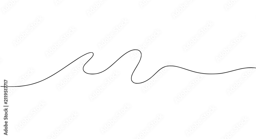 Fototapeta premium Minimalist wave line art, simple ocean contour, abstract water drawing