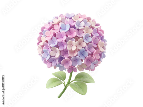 Hydrangea 3D icon illustration, isolated on white background