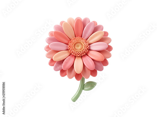 Gerbera 3D icon illustration, isolated on white background
