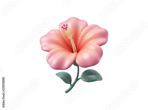 Hibiscus 3D icon illustration, isolated on white background