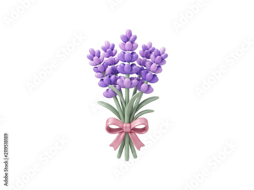Lavender 3D icon illustration, isolated on white background
