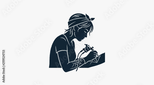 Bild auf Leinwand Ancient Scholar Writing by Torchlight.
