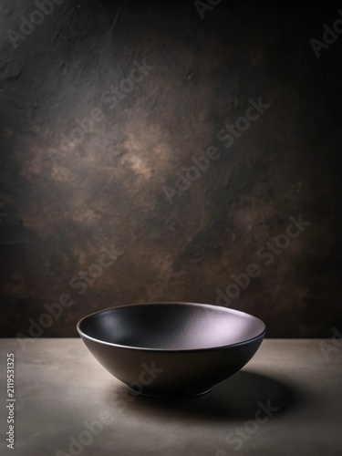 Dark background with a black matt dish placed on it