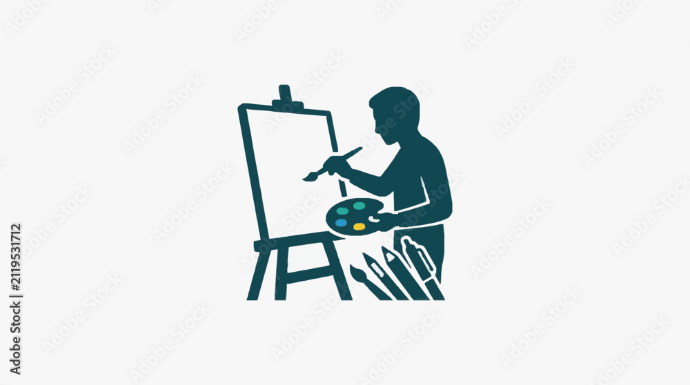 Fototapeta premium Creative Artist Painting with Canvas.