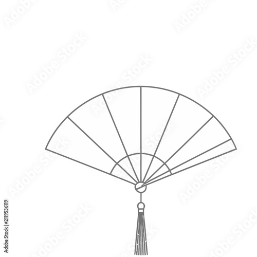 Outline of a folding fan with a tassel
