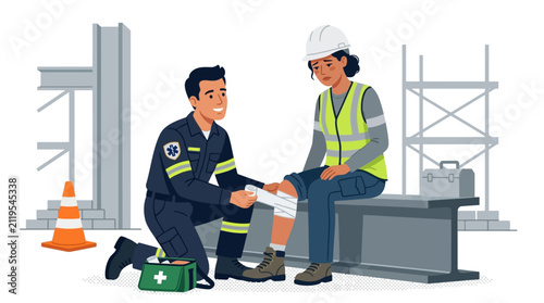 First Aider Helping Worker.