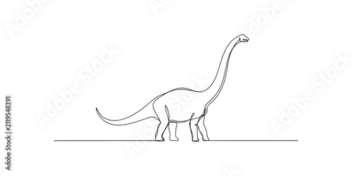 Canvastavla Continuous single line drawing of a brontosaurus dinosaur