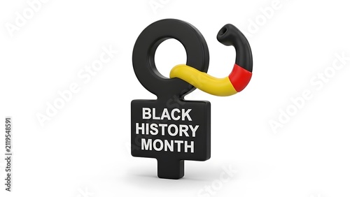 Black history month symbolic 3D graphic design element with celebration awareness equality diversity inclusion heritage commemoration american identity honoring observance