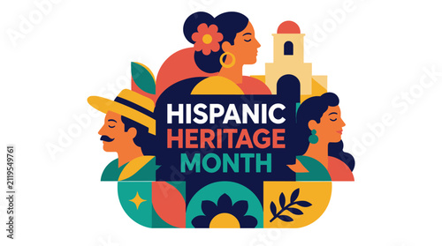 Hispanic Heritage Month Emblem Illustration Celebration.