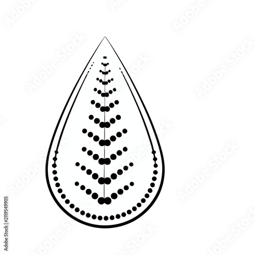 Abstract Black and White Droplet Shape with Dots