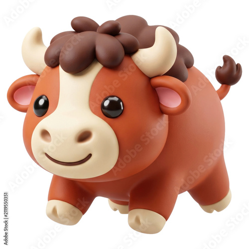Cute Cartoon Bull 3d Render for Farm Animal Designs