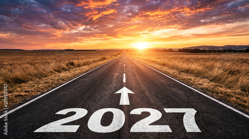Road to 2027 Journey into the Future at Sunset