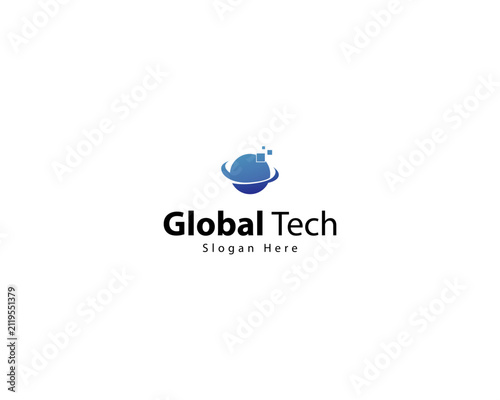 Global technology vector digital logo inspiration.