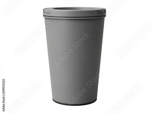 Grey plastic trash bin with lid isolated on white background isolated on transparent background