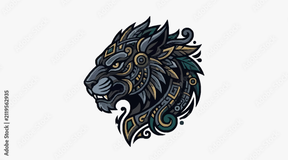 Fototapeta premium Elegant Mythical Lion Head Ornament.