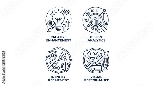 Branding optimization technology concepts with concepts creative enhancement analytics identity refinement enhancement design four branding with productivity