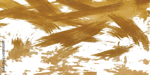 Brown Gold Crossing Brush Stroke Texture Background with Grunge Pattern, Rustic Artistic Vector Design