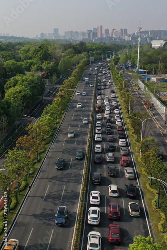 Fotografía Wuhan Rush Hour Traffic Congestion - Aerial Highway Photo