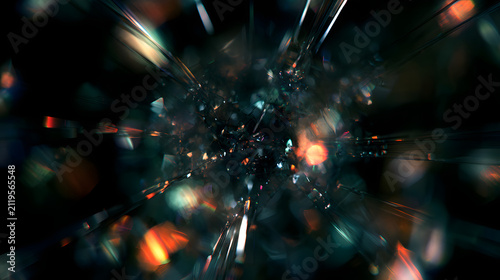 Crystalline structure exploding dark abstract macro cinematic