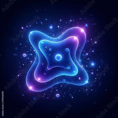 A quantum mechanics probability cloud around a hydrogen nucleus, Ai generated image