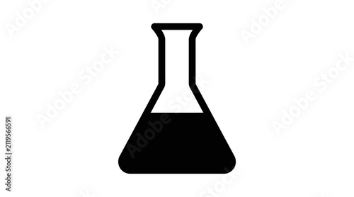 Obraz na płótnie Laboratory flask filled with dark liquid simple icon for science and research