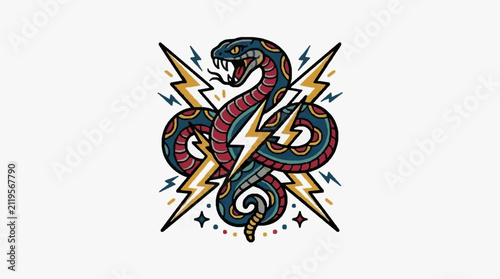 Elegant Mythical Serpent with Lightning Symbols.