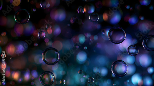 Water bubbles floating with purplish color