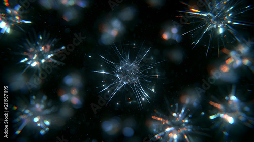 Crystalline virus-like structures floating in the middle of air