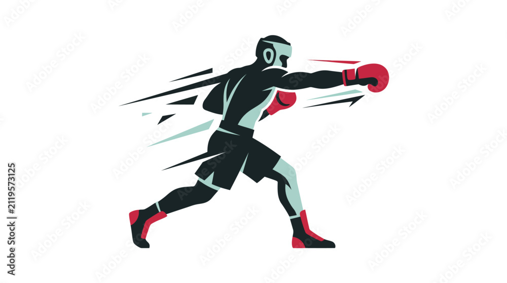 Fototapeta premium Vector illustration of a boxer throwing a punch