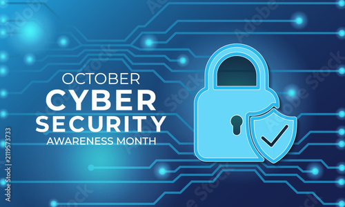 Cyber security banner Glowing with illuminated padlock and futuristic circuit board technology background.