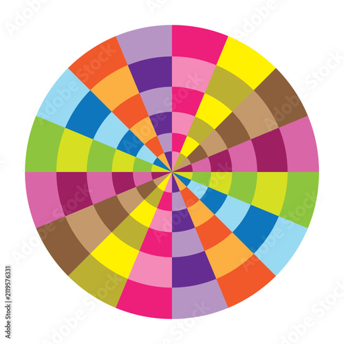 Colorful Geometric Concentric Color Wheel Vector Illustration
