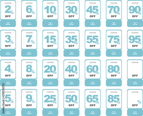 Light Blue Percent Off Tech Software Coupon Tag Set