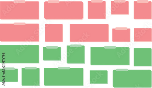 red green folder tab note frame set, blank label template