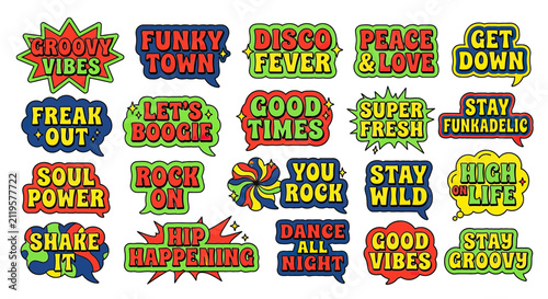 Retro Disco and Funk Vibes Speech Bubbles
