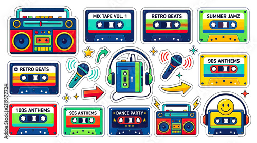 Retro audio equipment and cassette tapes collection