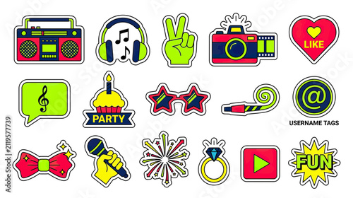 Retro Party Icons Set for Fun and Celebration