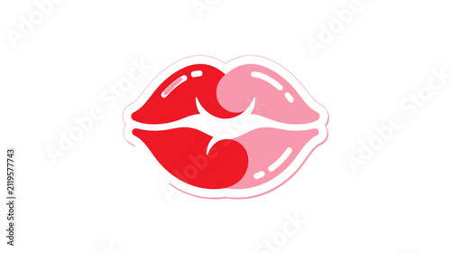 Stylized Kissing Lips Icon with Two Tones