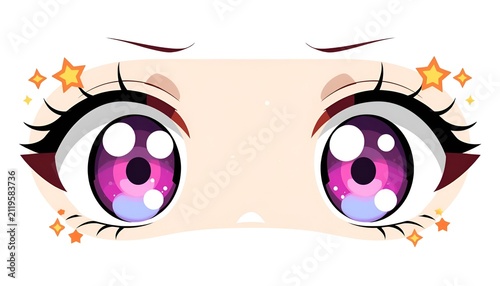 Cute Kawaii Purple Anime Eyes Close Up Expression