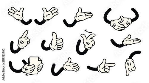 Canvastavla Cartoon Hands Gestures Collection - Animated Drawing Style