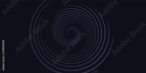 Blue abstract background with glowing circles. Swirl circular lines pattern. Geometric spiral. Twirl element. Modern graphic design. Futuristic technology concept.