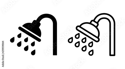 Modern shower head icon vector symbol with bathroom