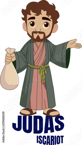 Fotografie Biblical Judas Iscariot Cartoon Character Illustration