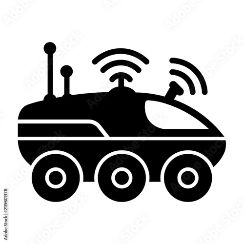 Autonomous Robot Vehicle Wireless Signal Antenna Black Icon