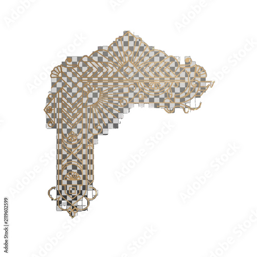 Luxury Art Deco Corner Ornament Flat Vector