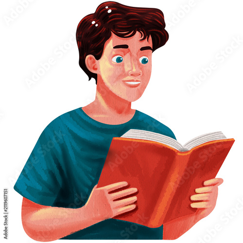 a young person holding a book open in their hands