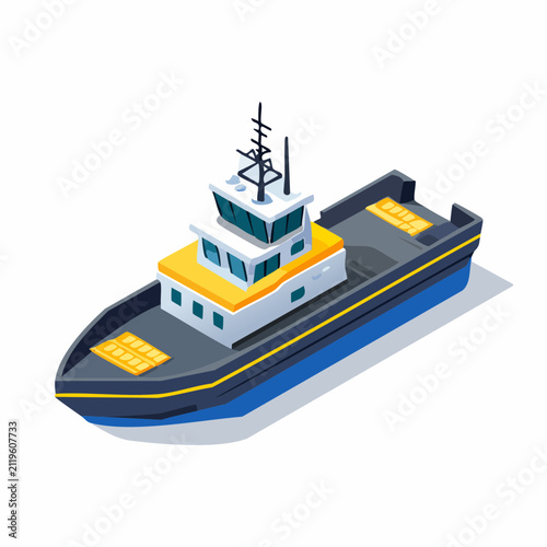 Harbor Tugboat Isometric Illustration for Marine Transportation