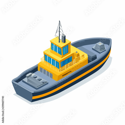 Harbor Tugboat Isometric Illustration for Marine Transportation