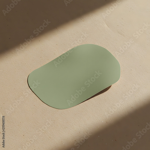 Round Sticker Mockup on Brown Kraft Paper Surface with Natural Shadow