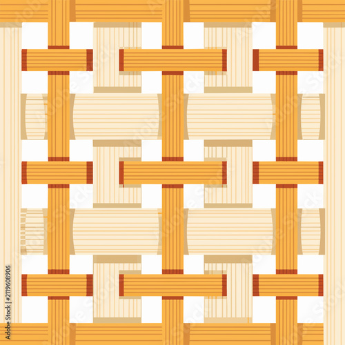 фотографія Seamless woven straw basketry texture illustration with yellow and orange interl