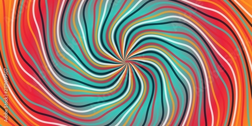 Canvas Print Colorful spiral lines create a mesmerizing optical illusion in a vibrant retro pattern